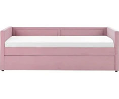 Beliani Išskleidžiama lova iš velveto MIMIZAN 90 x 200 cm, rožinė