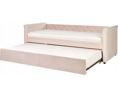 Beliani Ištraukiama lova aksominė LIBOURNE 90 x 200 cm pastelinės rausvos spalvos