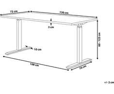 Beliani Biurko regulowane elektrycznie DESTIN II Pilka/ juoda 130 cm 72 cm