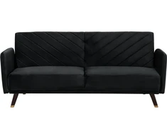Beliani Trivietė išskleidžiama sofa SENJA, veliūras, juoda