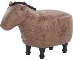 Fotelis Beliani Gyvūno formos pufas HORSE dirbtinė oda šviesiai rudas arkliukas