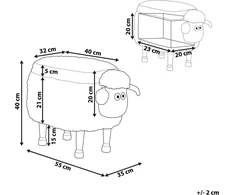 Beliani Gyvūno formos pufas su daiktadėže SHEEP šviesiai smėlio spalvos avytė