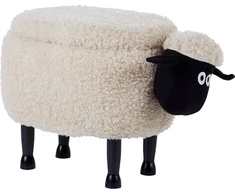 Beliani Gyvūno formos pufas su daiktadėže SHEEP šviesiai smėlio spalvos avytė