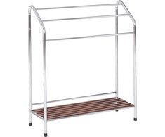 Beliani rankšluosčių kabykla su lentyna 72 x 85 cm sidabrinė su tamsia mediena MURIVA