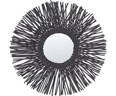 Beliani Round Rattan Wall Mirror Sun 60 cm Juoda KLASĖ