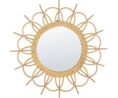 Beliani Sieninis veidrodis TELAKIA 60 cm Rattan natūralus