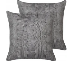 Beliani Rinkinys 2 poduszek dekoracyjnych CONSTYLIS Medvilnė 45 x 45 cm Tamsiai pilka Jednolity
