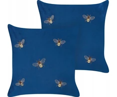 Beliani Rinkinys 2 dekoratyvinės pagalvės TALINUM Velvet 45 x 45 cm Mėlyna Gyvūnų raštas