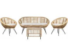 Lauko baldų komplektas Beliani Rinkinys sodo su stalu 4 MARATEA/CESENATICO Rattan Natural
