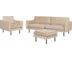Sofa Beliani 5 vietu svetaines baldu komplektas VINTERBRO, veliuras, smėlio spalva, su otomane