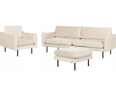 Sofa Beliani 5 vietų svetainės baldų komplektas VINTERBRO, veliūrinis, šviesiai smėlio spalvos su pufu