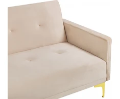 Beliani Trivietė sofa-lova LUCAN, veliūras, smėlio spalvos