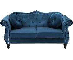 Beliani Dvivietė sofa SKIEN veliūrinė tamsiai mėlyna