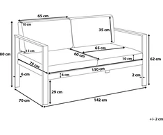 Beliani Sodo suoliukas su pagalve SALERNO 142 cm metalinis tamsiai pilkas