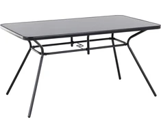 Beliani Sodo stalas LIVO 140 cm 80 cm stiklinis juodas