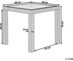 Beliani Sodo Stalas FOSSANO 80 cm 80 cm Šviesiai pilkas