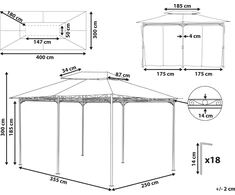 Beliani Sodo paviljonas COLOS Metal 400 cm 300 cm grafitinis