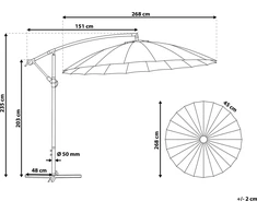 Beliani sodo skėtis Calabria II smėlio spalvos 268 cm