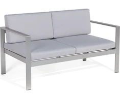Beliani Sodo suoliukas su pagalve SALERNO 142 cm metalinis šviesiai pilkas