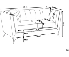 Beliani 2 vietų sofa GAULA, veliūrinė, pilka