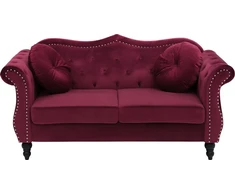 Beliani Dvivietė sofa SKIEN, aksominė, vyšninės spalvos