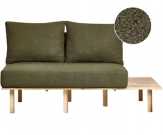 Beliani 2 vietų sofa SALO Bouclé tamsiai žalia su staliukais