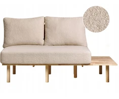 Beliani Dvivietė sofa SALO, bouclé audinys, smėlio spalva su staliukais