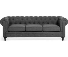 Beliani Trijų vietų sofa CHESTERFIELD Pilka
