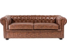 Beliani Trivietė sofa CHESTERFIELD dirbtinė oda aukso ruda