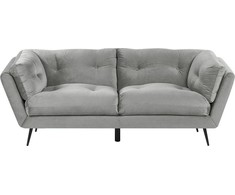 Beliani 3 vietų sofa LENVIK, veliūrinė, pilka