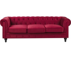 Beliani 3 vietų sofa CHESTERFIELD veliūrinė bordinė