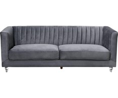Beliani Trivietė sofa ARVIKA aksominė tamsiai pilka