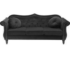 Beliani Trivietė sofa SKIEN, veliūras, juoda