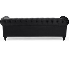 Beliani CHESTERFIELD 3 vietų sofa, veliūrinė, juoda