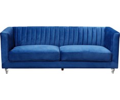 Beliani Trivietė sofa ARVIKA aksominė tamsiai mėlyna