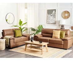 Beliani Trivietė sofa VOGAR iš eko odos, auksinės rudos spalvos