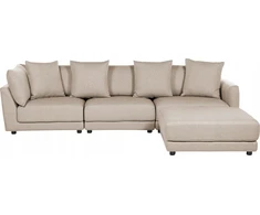 Beliani 3 vietų sofa SIGTUNA, smėlio spalvos su otomane