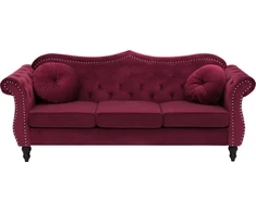 Beliani 3 vietų sofa SKIEN aksominė bordo