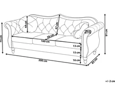 Beliani Trivietė sofa SKIEN Veliūras Šviesiai smėlio spalvos