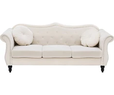 Beliani Trivietė sofa SKIEN Veliūras Šviesiai smėlio spalvos