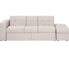 Beliani Trivietė išskleidžiama sofa FALSTER, smėlio spalvos, su patalynės dėže