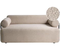 Beliani Dvivietė sofa ELVA, buklė audinys, smėlio spalva