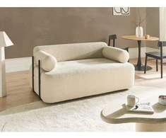 Beliani Dvivietė sofa ELVA Boucle, kreminė balta
