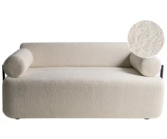 Beliani Dvivietė sofa ELVA Boucle, kreminė balta