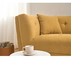 Beliani Dviejų vietų sofa HABO, garstyčių spalvos, su otomane