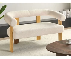 Beliani 2 vietų sofa ILBRO Boucle, kreminė balta / šviesiai ruda