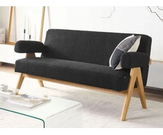 Beliani 2-vietė sofa TAMRE, boucle audinys, juoda / šviesi ruda