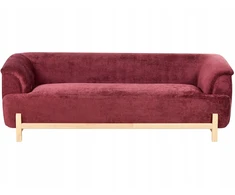 Beliani Trivietė sofa ALNOR šenilinė burgundo spalvos