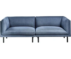 Beliani Trivietė sofa VORGOD tamsiai mėlyna