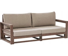 Lauko baldų komplektas Beliani 2 vietų sodo sofa TIMOR Modulinė, sertifikuota akacijos mediena, tamsiai ruda